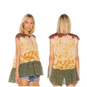 Free People Multicolor Patchwork Blouse